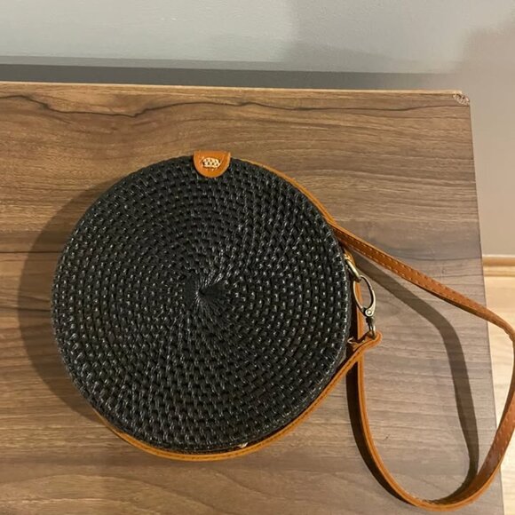 Anthropologie Lyra Rattan Crossbody Bag Adjustable Strap - Picture 7 of 7